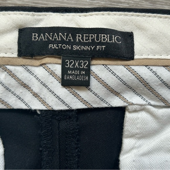 Banana Republic Pants Men 32x32 Black Fulton Chino Flat Front Classiccore Preppy - Picture 6 of 11